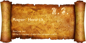 Mager Henrik névjegykártya